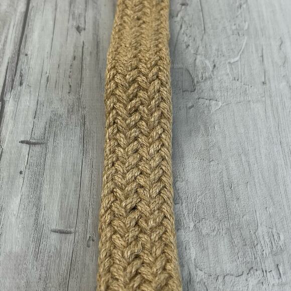 Brown Braided Rope Leather Gold Buckle Belt 37" - Picture 3 of 7